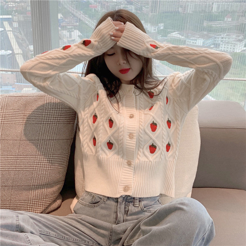 Sweet Strawberry Crew Neck Long Sleeve   HA1131