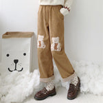 Bear embroidered slacks  HA1201