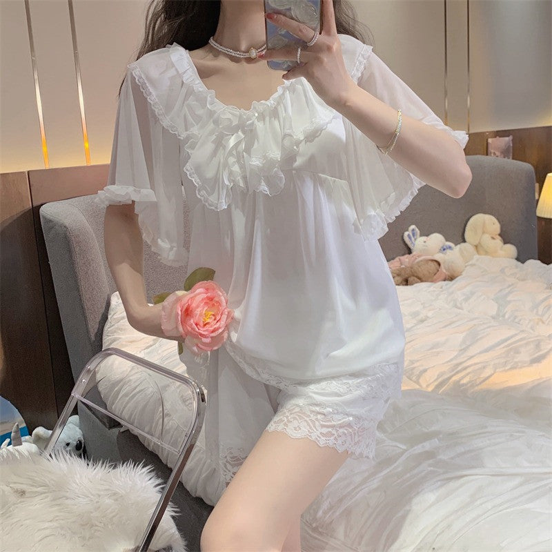 Lce Silk Short Sleeve Shorts Home Set  HA0427