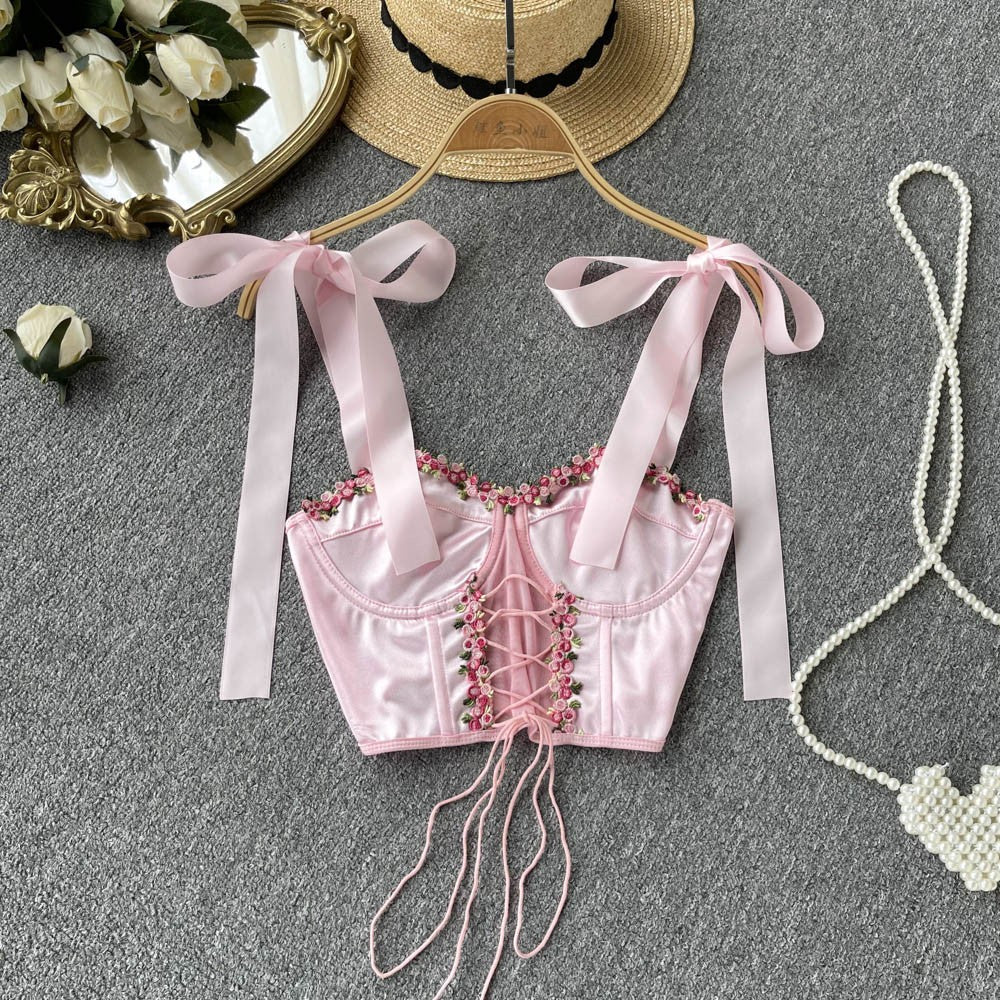 Ribbon hollow tube top suspenders HA1584