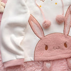 Pink and white bunny ears fleece sweater HA1214