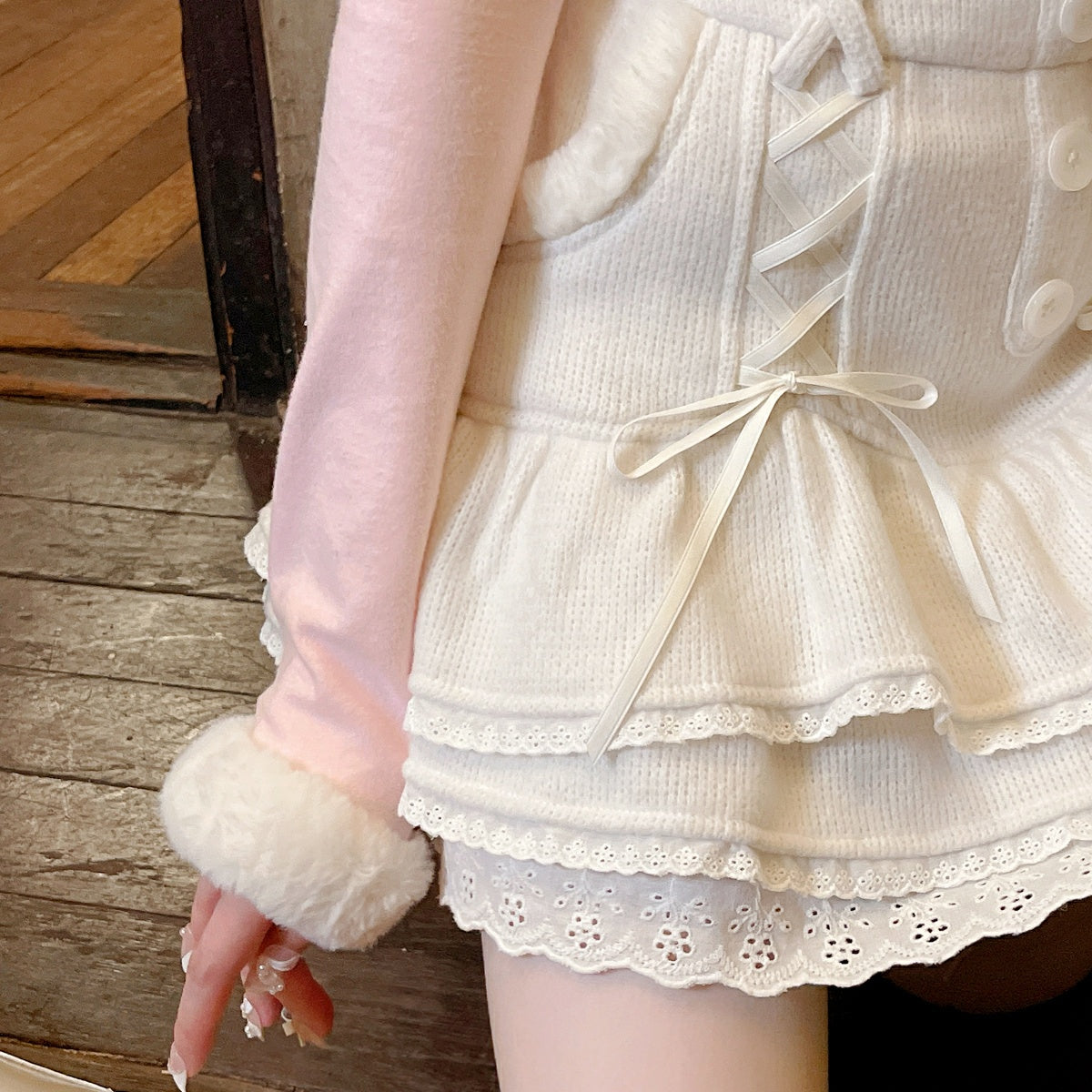 Sweet and cute girly knitted cake skirt   HA0602