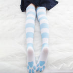 Cat's Claw Stripe Over the Knee Socks HA1518