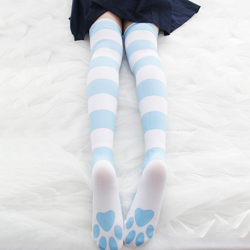 Cat's Claw Stripe Over the Knee Socks HA1518
