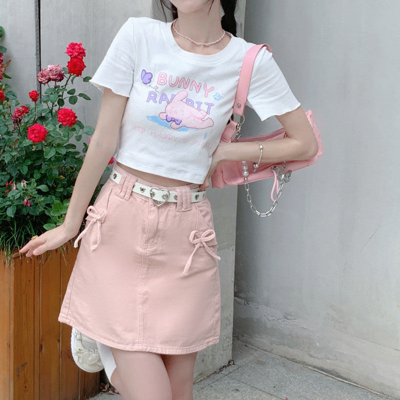 High waist bow casual skirt    HA0765