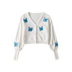 Butterfly Embroidered Cardigan Bag Dress Two-Piece Set    HA1401