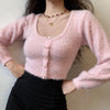 Plush large U-neck pullover sweater   HA1129