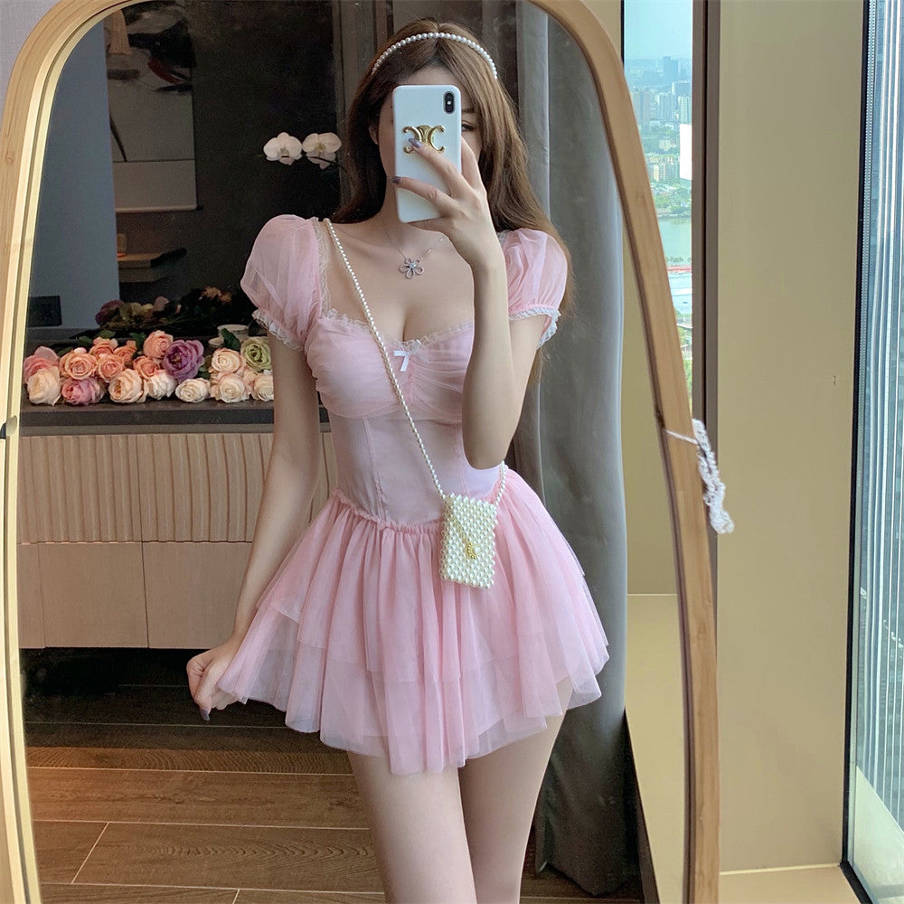 Pink Mesh Sweet First Love Dress   HA0349