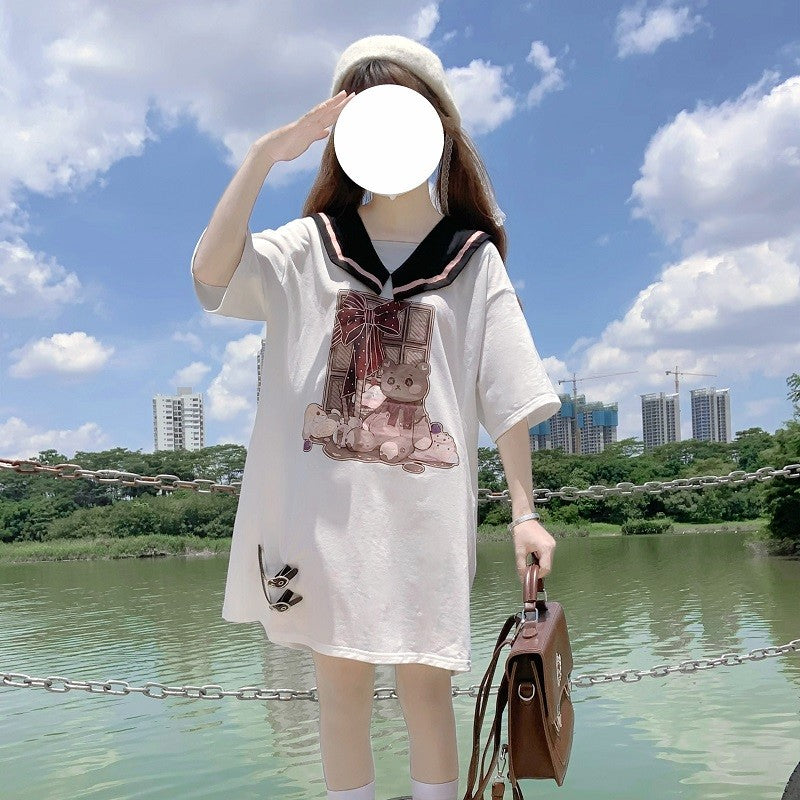 Sweet bear print bottoming shirt   HA1500