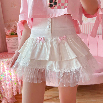 Bow Lace White Skirt   HA0361