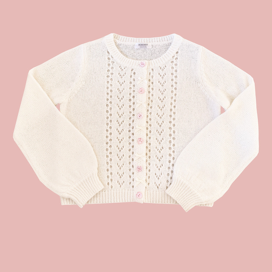 Cutout Pink Floral Knit Cardigan HA1119