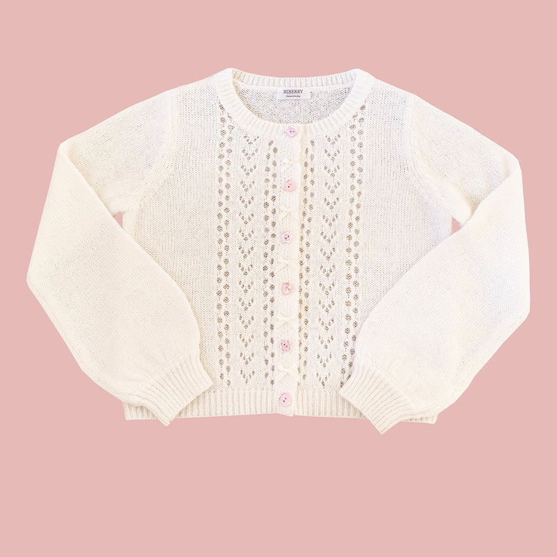 Cutout Pink Floral Knit Cardigan HA1119
