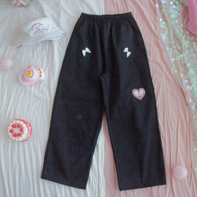 Cute embroidered cotton slacks    HA0391