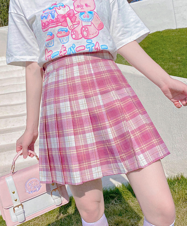 Sweet Plaid Pleated Skirt   HA0501