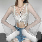 Plush Mesh Long Sleeve T-Shirt  HA1259