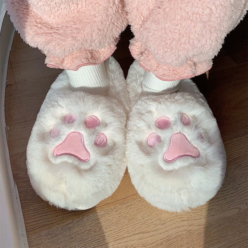 Cute Cat Paw Cotton Slippers   HA1340