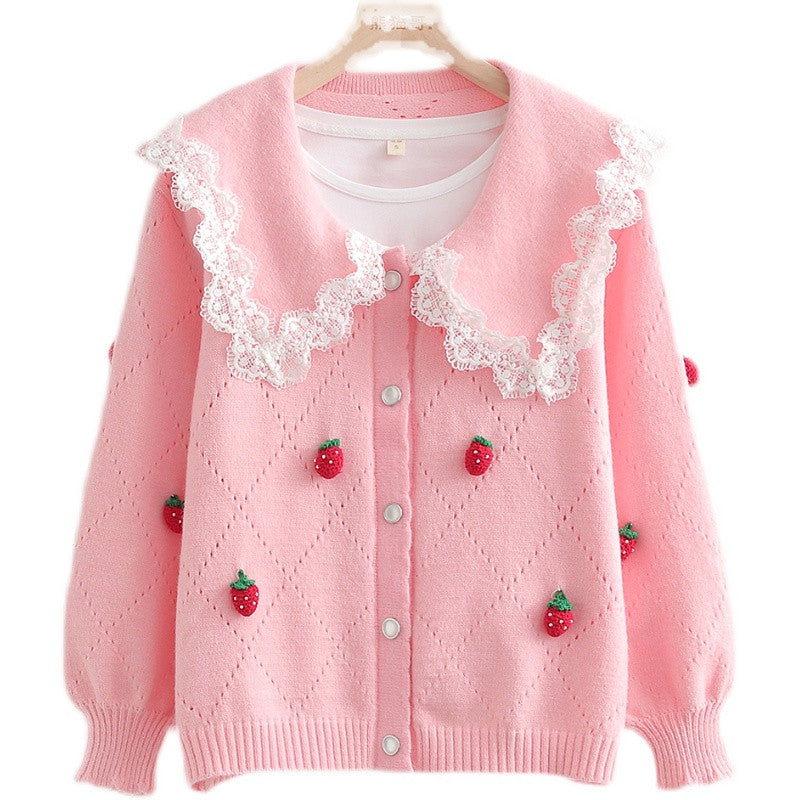 Strawberry Diamond Knit Cardigan   HA1219