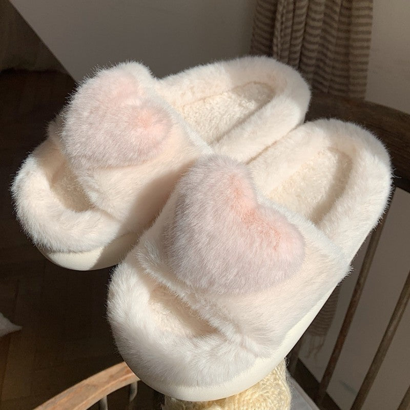Plush one word cotton slippers   HA1343
