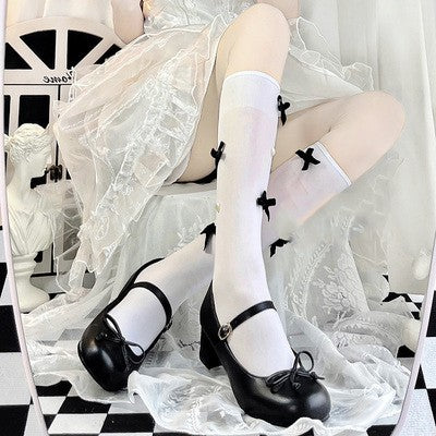 Pearl Bow Ballerina Calf Socks   HA1951