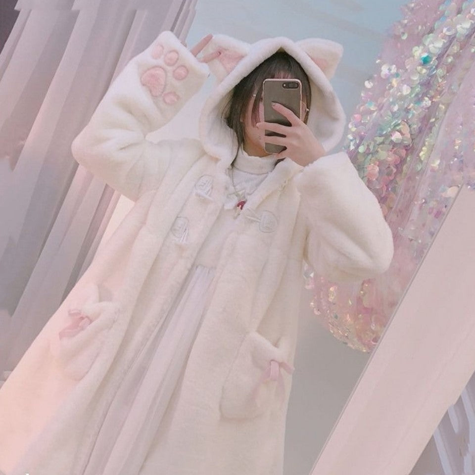 Cute cat paw plush coat   HA1458