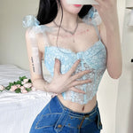 Sweet Floral Camisole Fishbone Vest   HA1682