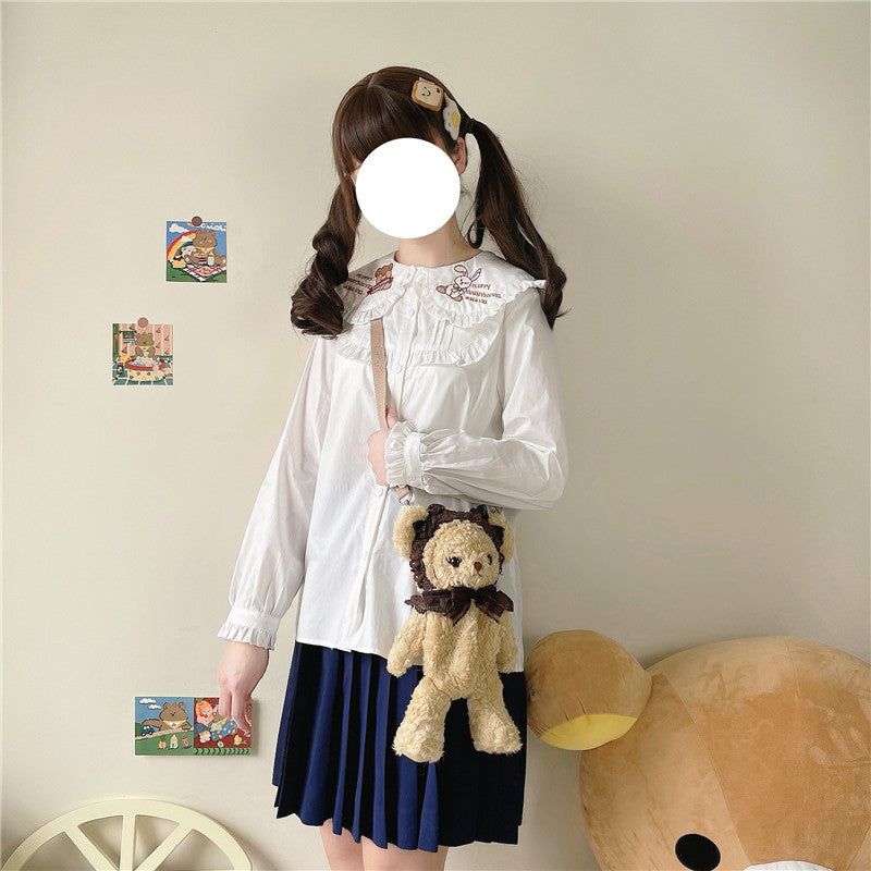 Cute rabbit ears collar shirt   HA1096