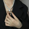 Pearl Heart Pink Bear Necklace   HA1227