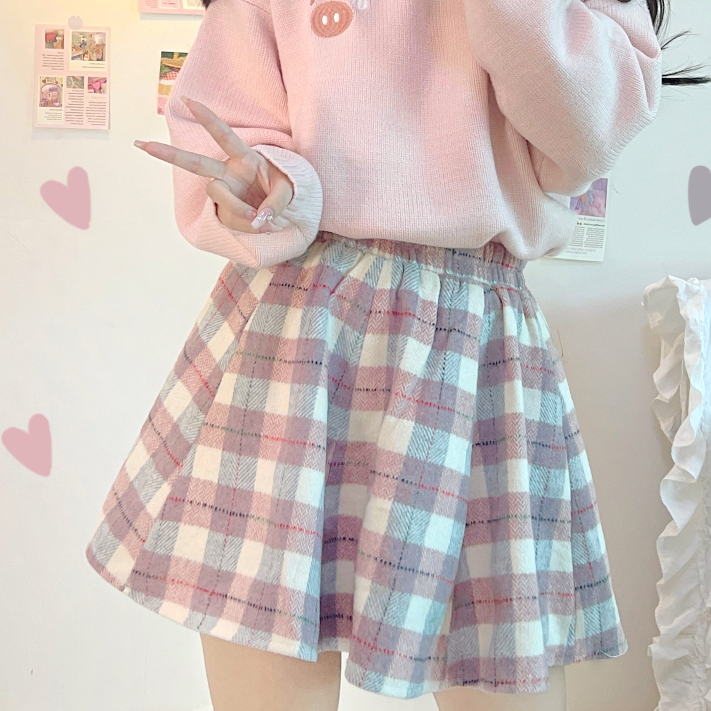 Plaid suede skirt  HA1298