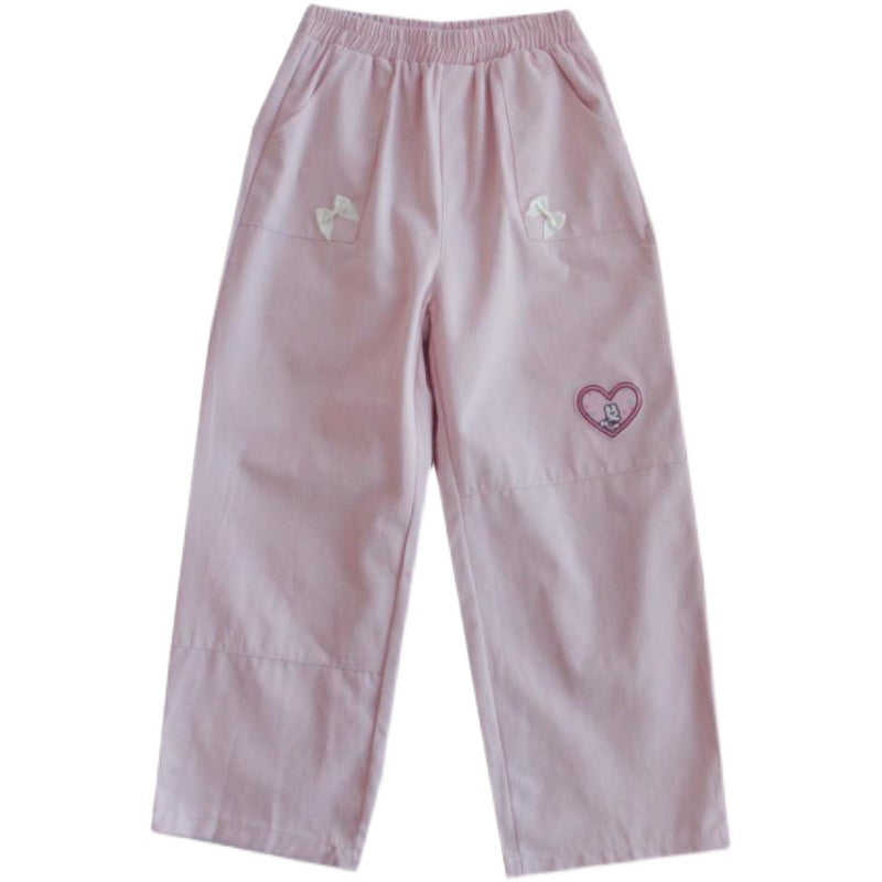 Cute embroidered cotton slacks    HA0391