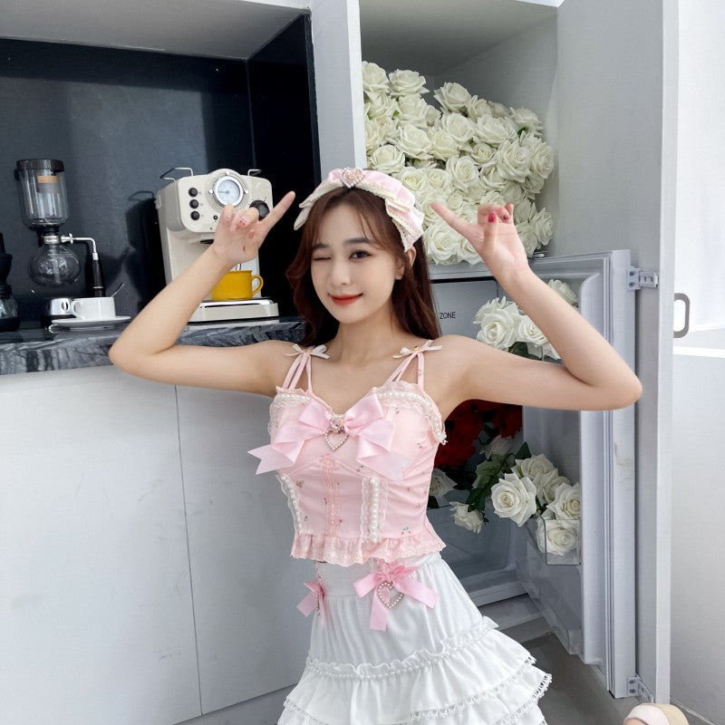 Sweetheart bow suspender vest  HA1604