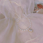 Cream Sweetheart Peach Heart Love Necklace  HA0668