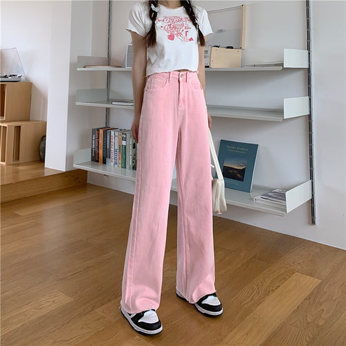 Pink Embroidered Denim Trousers   HA1451