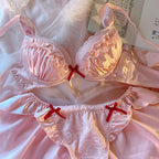 Pink lingerie lotus leaf bra set  HA0835