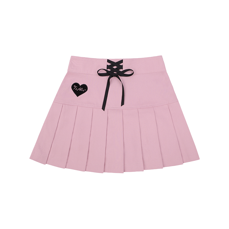 Cute denim bow pleated skirt  HA0745