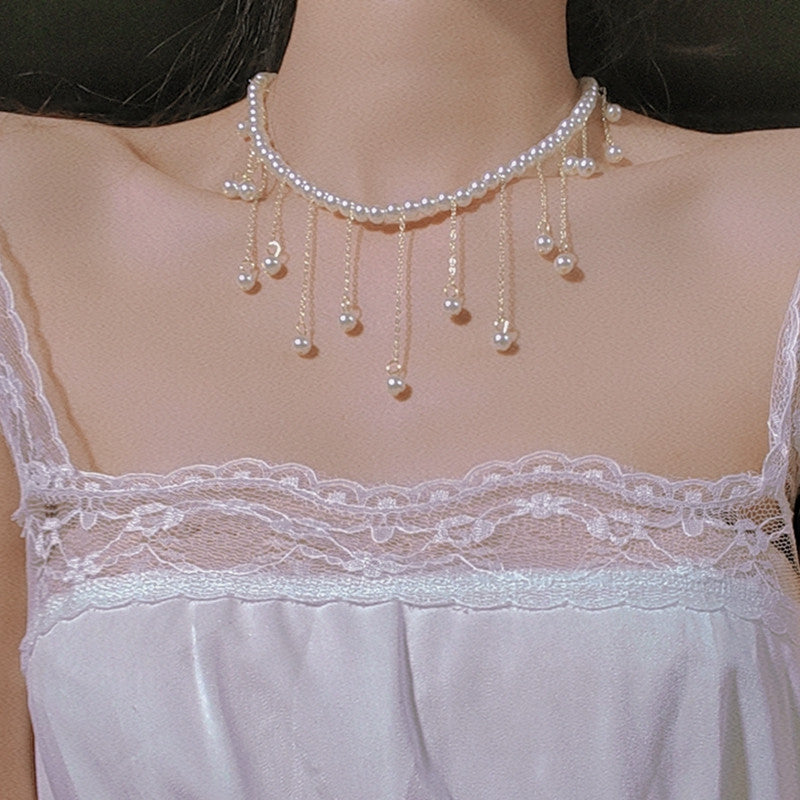 Pearl tassel collarbone chain HA1069
