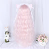 Light pink purple mixed color long curly wig   HHA1108