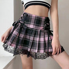 Plaid pleated skirt    HA0514