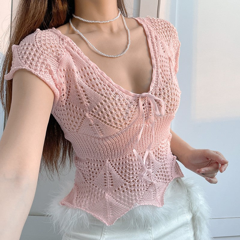 CUTOUT WOOL KNIT T-SHIRT   HA1551