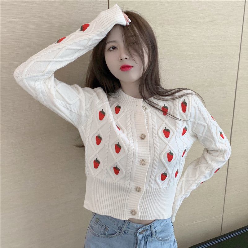 Sweet Strawberry Crew Neck Long Sleeve   HA1131