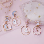 Moon White Rabbit Stud Earrings    HA0495
