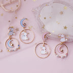 Moon White Rabbit Stud Earrings    HA0495