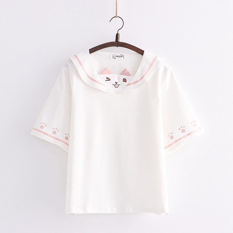 Cute cat ears short-sleeved T-shirt   HA1492