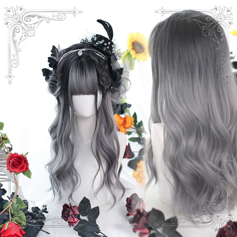 Gray Miasma Partially Dyed Long Curly Hair  HA0465