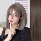 Natural medium short straight hair   HA0248