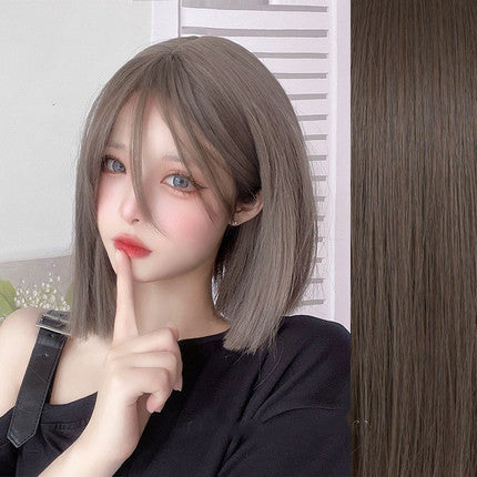 Natural medium short straight hair   HA0248