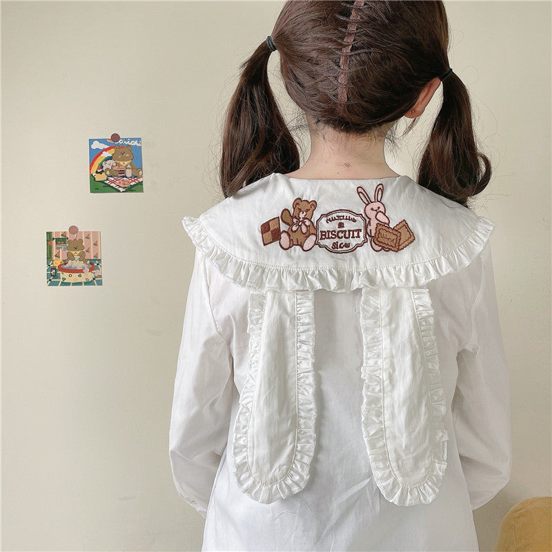 Cute rabbit ears collar shirt   HA1096