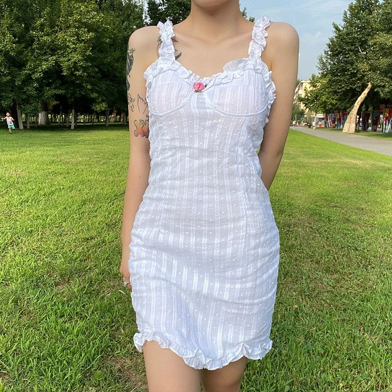White strappy hip dress   HA1731