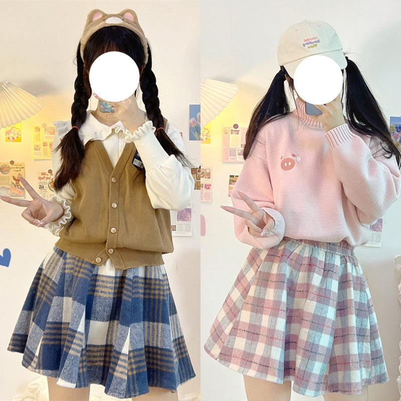 Plaid suede skirt  HA1298