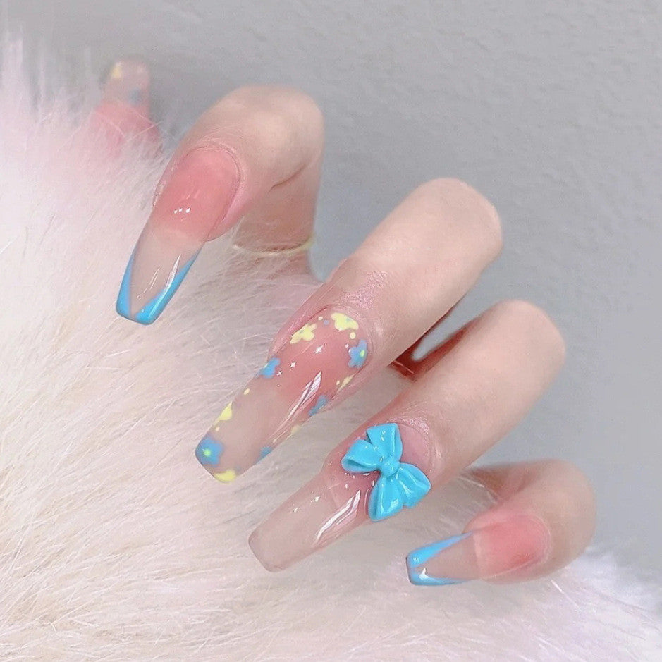 blue butterfly nails   HA0222