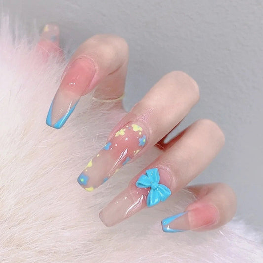 blue butterfly nails   HA0222